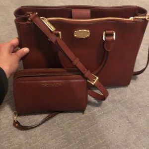 Michael Kors burgundy bag with Walet